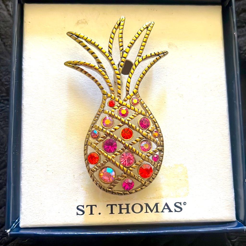 Cute Pineapple Broach With Multicolored Crystals